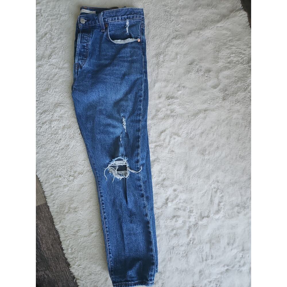 Levis Wedgie Straight‎ Fit Distressed Blue Denim Jeans Button Fly Size 32